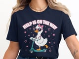 School Nurse T-Shirt: Goose Scooter Design, Stethoscope Stars, Help is on the Way thumbnail 5
