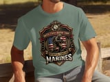 United States Marine Corps Semper Fidelis T-Shirt | USMC Emblem Patriotic Military Veteran Gift | American Flag Graphic Tee thumbnail 3
