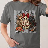 Cute Halloween Bat Friends T-Shirt, Spooky Season Sweatshirt, Whimsical Goth Chibi Bats Pumpkin Skull thumbnail 2