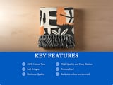 Abstract Floral Velveteen Blanket, Boho Black White Yellow Throw Pillow, Modern Botanical Woven Blanket, Eclectic Art Decor Gift Idea thumbnail 15