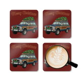 Grand Wagoneer Christmas Tree Corkwood Coaster Set, The Waggy Car Art, Christmas Decor, Car Lover Gift, SUV Coasters, Holiday Coasters thumbnail 5
