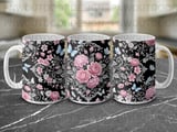 Dark Floral Butterfly Mug Wrap Sublimation, 11oz 15oz Digital Design, Pink Flower Cottagecore PNG for Her Birthday Gift thumbnail 10