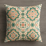 Moroccan Tile Pillow Cover, Boho Mediterranean Accent Throw Pillow Case, Ornate Floral Geometric Cushion Cover thumbnail 9
