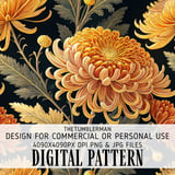 Golden Chrysanthemum Tumbler Design, Watercolor Flowers PNG, Digital Paper Pack, Floral Backgrounds, Junk Journal Pages, Printable Art thumbnail 13