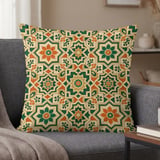 Moroccan Pillow Cover, Geometric Boho Accent Pillow Case, Ornate Faux Gold Print Cushion, Mediterranean Tile Home Decor Gift thumbnail 1