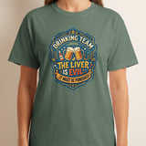 Drinking Team T-Shirt, Funny Beer Lover Gift, 'The Liver Is Evil' Punished Liver Graphic Tee, Bar Humor College Party Shirt for Him thumbnail 4