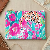 Vibrant Floral Laptop Sleeve, Pink Teal Botanical Accessory Pouch, Abstract Pattern Tech Case, Summer Gifts for Her thumbnail 13