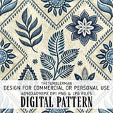Vintage Indigo Tile Digital Design Size Bundle Png thumbnail 2