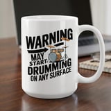 Drummer Gift Mug – Warning: May Start Drumming thumbnail 1