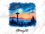 Seattle Space Needle 20oz Tumbler Wrap, Washington Skyline Sunset, Seamless Tumbler Design, Cityscape Tumbler, Full Wrap Tumbler thumbnail 4