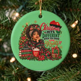 African American Christmas Ornaments, Black Woman Holiday Ornament, Melanin Christmas Tree Decor, Pan African Roots Xmas Keepsake Gift thumbnail 1
