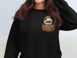 Black Santa Pocket Graphic, Leopard Print Christmas Santa Clipart, Cute African American Santa PNG, Trendy Holiday Cheetah Print Design thumbnail 6