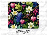 Dark Floral Tumbler Wrap PNG, 20oz Skinny Tumbler Sublimation Design, Seamless Bleeding Heart Digital File + Car Coasters thumbnail 13