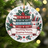Teacher Christmas Ornament, Teaching Hearts Shaping Futures Holiday Decor, Cute Educator Appreciation Gift, Festive Bookish Tree Ornaments thumbnail 1