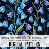 Bluebell Flower Tumbler, Digital Download, Watercolor Floral, Scrapbook Paper, Floral Junk Journal, Dark Bluebell, Tumbler Design PNG thumbnail 13