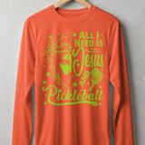 Pickleball Sport-Tek Long Sleeve Tee, All I Need Is Jesus And Pickleball, UV Protection Sun Shield Shirt thumbnail 4