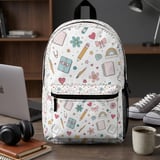 Kawaii School Supplies Pattern Backpack, Aesthetic Stationery Spiral Notebook, Cute Gift Accessory Pouch for Teacher Student thumbnail 1