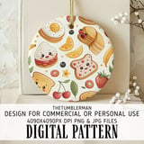 Digital Pattern Bundle, Kawaii Food Pattern, Cute Breakfast Digital, Egg, Pancake, Toast, Strawberry, Banana, Seamless Design, Digital thumbnail 3