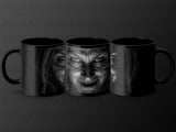 Creepy Old Man Face Mug Wrap, Scary Smile Sublimation Design, Horror Digital Download, Spooky Halloween PNG Graphic thumbnail 1