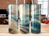 Ocean Waves Seamless Tumbler Wrap, Beach Scene PNG, 20oz Skinny Tumbler Design, Coastal Tumbler, Digital Download, Beach Lover Gift thumbnail 6
