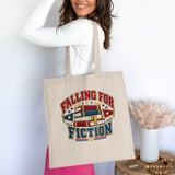 Falling For Fiction Sweatshirt, Bookish Hoodie, Dark Academia Tote Bag, Vintage Reading Crewneck, Cute Book Lover Gift For Readers thumbnail 7