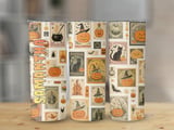Personalized Halloween Tumbler, Halloween Stamps, Halloween Design, Pumpkins, Black Cat, Personalized Gift, Custom Name thumbnail 1
