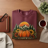 Vintage Fall Pumpkin Sweatshirt, Retro Harvest Blooms Hoodie, Cozy Autumn Mountain Graphic Tote Bag, Cute Cottagecore Floral Halloween Gift thumbnail 6