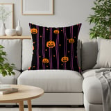 Halloween Jack O'Lantern Woven Blanket, Spooky Cute Pink Stripe Velveteen Blanket, Y2K Aesthetic Throw Pillow Decor Gift thumbnail 14