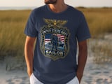 US Navy Sailor Patriotic Emblem T-Shirt | Honor Courage Commitment Tee | Military Gift for Veterans & Family | Americana Graphic Top thumbnail 4