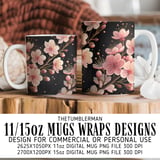 Cherry Blossom Tumbler, Digital Papers, Watercolor Flowers, Floral Junk Journal, Printable Tumbler PNG, Scrapbooking Paper Designs thumbnail 4