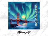 Golden Gate Northern Lights Digital Tumbler Wrap, Full Moon & Aurora Borealis 20oz Skinny Straight PNG Design thumbnail 5