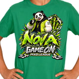 Panda Gaming T-Shirt for Kids, Nova Game On Youth Gamer Tee, Neon Green Panda Graphic Shirt, Pixo League thumbnail 5