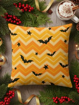 Cute Halloween Bat Chevron Woven Blanket, Soft Velveteen Throw, Spooky Stars Pillow Cover, Orange & Yellow Fall Decor thumbnail 17