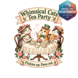 Whimsical Cats Tea Party Digital Mug Wrap thumbnail 2