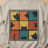 Retro Peeking Cats T-Shirt, Vintage Cat Lover Sweatshirt, Cute Kitty Tee, Funny Cat Mom Gift Shirt for Pet Owners thumbnail 15