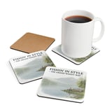 Grand Wagoneer Corkwood Coaster Set, The Waggy Car Coasters, Fisherman Gift, Lake Scenery Art, Car Lover Gift, Housewarming Gift thumbnail 3