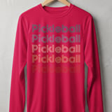 Pickleball Sport-Tek Long Sleeve Tee, Retro Striped Font Multi Line Pickleball Repeat Graphic, Sun Shield Shirt thumbnail 8