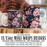 Cherry Blossom Tumbler Design, Digital Paper, Floral Backgrounds, Junk Journal, Pink Flowers, Printable PNG, Scrapbooking Paper thumbnail 4