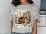 San Francisco Cable Car T-Shirt, Vintage SF Travel Tee, Golden Gate Bridge Watercolor Cityscape Souvenir California Gift thumbnail 9