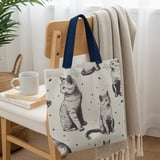 Cute Cat Pattern Tote Bags, Throw Pillow, iPhone Case, Pet Lover Gift, Kitten Art, Cat Mom, Whimsical Home Decor, Cat Illustration thumbnail 1