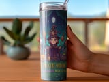 Cute Witch Tumbler Wrap PNG | Halloween Spooky Season Digital Download | 20oz Skinny Sublimation Design | Kawaii Witchy Magical Forest Full thumbnail 3