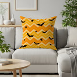 Cute Halloween Bat Chevron Woven Blanket, Soft Velveteen Throw, Spooky Stars Pillow Cover, Orange & Yellow Fall Decor thumbnail 14