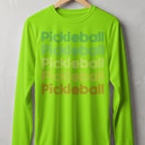 Pickleball Sport-Tek Long Sleeve Tee, Retro Striped Font Multi Line Pickleball Repeat Graphic, Sun Shield Shirt thumbnail 10