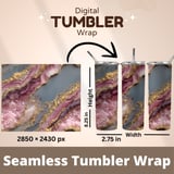 20 oz Skinny Tumbler Wrap, Pink Amethyst Gold Glitter, Sublimation Design, Straight Tapered Tumbler Wrap png, Digital Download thumbnail 5