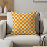 Distressed Orange Checkerboard Woven Blanket, Grunge Checkered Velveteen Blanket, Retro Indie Alt Throw Pillow Cover thumbnail 20