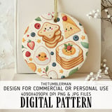 Kawaii Food Digital Pattern, Cute Toast Digital Bundle, Breakfast Seamless Pattern, Kawaii Fruit Pattern, Food Clipart, Digital Download thumbnail 3
