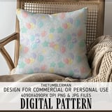 Digital Pattern, Balloons and Stars, Birthday Party, Seamless Repeat Pattern, Pastel Colors, Digital Bundle, Commercial Use, Graphic Design thumbnail 5