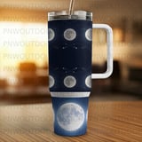 Moon Phases Digital Art, 40oz Tumbler Sublimation, Distressed Seamless, Tapered Wrap Design, Celestial PNG for DIY Crafts thumbnail 4