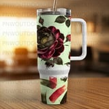 Dark Rose Tumbler Wrap, 40oz Tapered Sublimation Design, Seamless Floral Digital Download, Distressed Rose Pattern, Tumbler Design thumbnail 2