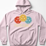 Pickleball Gildan Fleece Hoodie, PICKLEBALL Retro Triple Ball Graphic, Warm Court Pullover Sweatshirt thumbnail 8